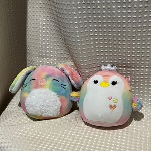 Squishmallows Multicolor Aimee Bunny and Louisa Penguin Plush Set